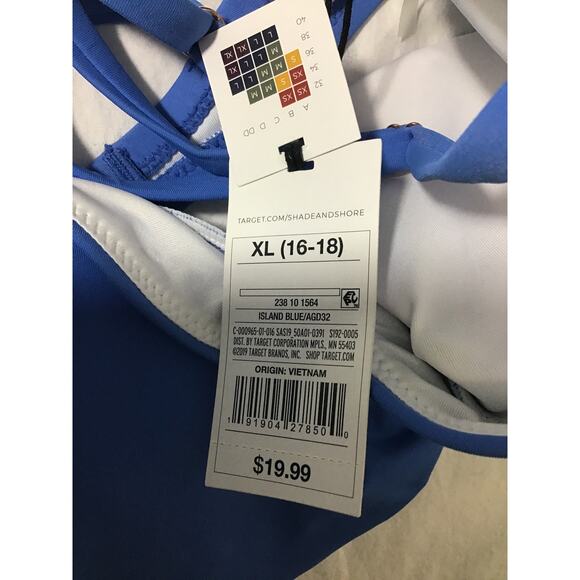 SHADE & SHORE XL 16-18 Blue Twist-Front Keyhole Strappy Swim Bikini Top NWT b144 - Picture 5 of 9